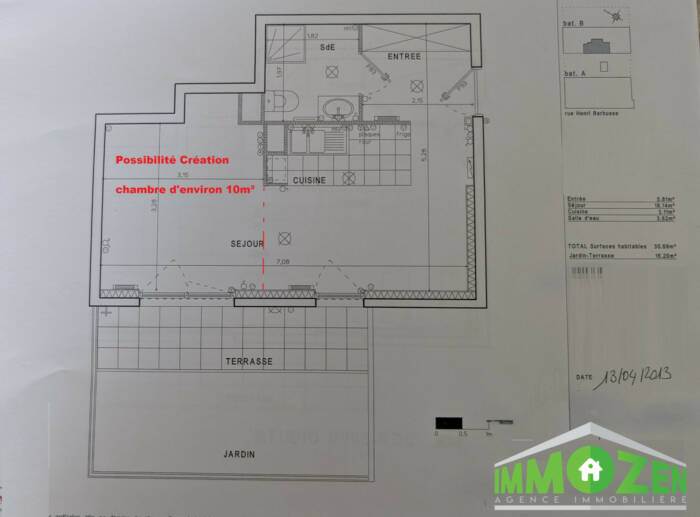 Appt type F1/F2 31m² + terrasse + cave + parking Immeuble 2013 à Limeil-Brévannes