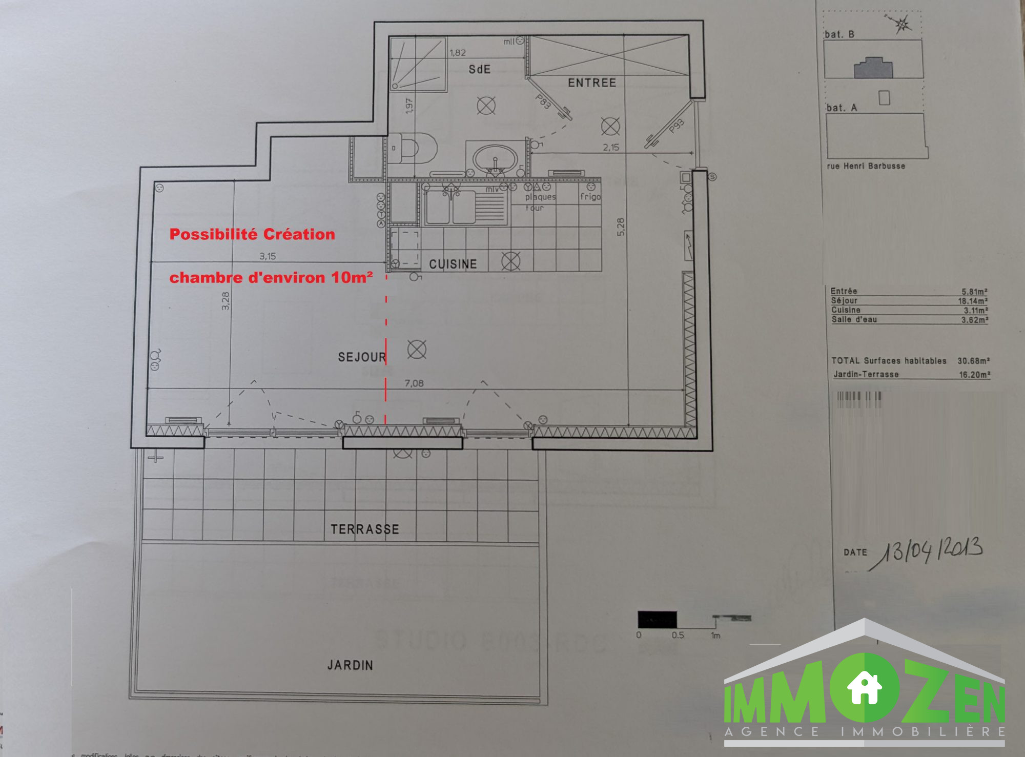 Appt type F1/F2 31m² + terrasse + cave + parking Immeuble 2013 à Limeil-Brévannes – Image 3